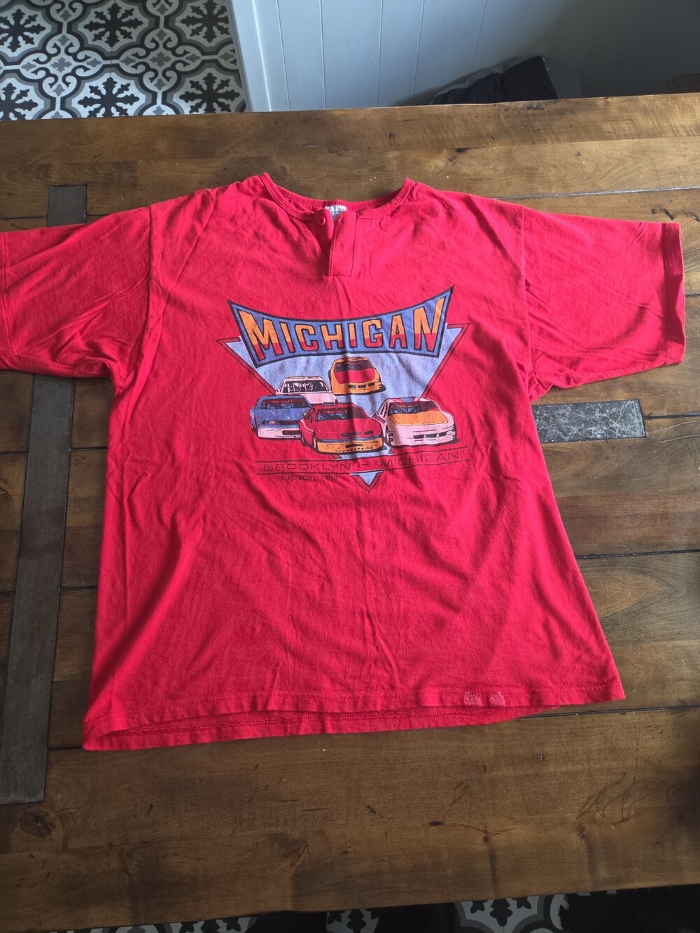 Vintage 1989 Michigan Speedway T Shirt XL Signal Hawaii Tag Single Stitch Red